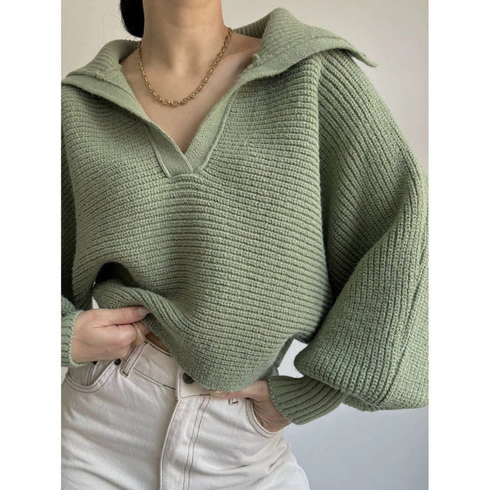 Johnny Collar Long Sleeve Sweater