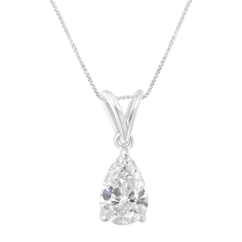 Bids.com IGI certified 10K White Gold 1/2 cttw Diamond Pear Pendant Necklace (I-J, I1) Necklaces