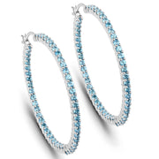 Bids.com 3.60 Carat Genuine Swiss Blue Topaz .925 Sterling Silver Earrings Earrings