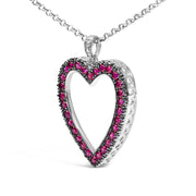 Bids.com 18K 1/3 Cttw Diamond and Red Ruby Open Heart with Black Rhodium 18" Pendant Necklace (G-H Color, VS2-SI1 Clarity) Necklaces