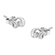 Bids.com .925 Sterling Silver Round Cut Diamond Fashion Stud Earrings (0.10 cttw, I-J Color, I2-I3 Clarity) Earrings
