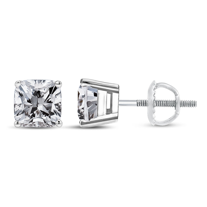 Bids.com 14K White Gold 1 1/2 Cttw Clarity Enhanced Princess Cut Diamond Solitaire Stud Earrings (I-J Color, I1-I2 Clarity) Earrings