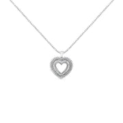 Bids.com .925 Sterling Silver 1.0 Ctw Diamond Shadow Open Heart Halo 18" Pendant Necklace (I-J Color, I1-I2 Clarity) Necklaces
