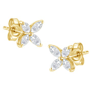 Bids.com 14K White Gold 1/2 Cttw Marquise Diamond 8 Stone Floral Leaf Stud Earrings (H-I Color, SI1-SI2 Clarity) Earrings