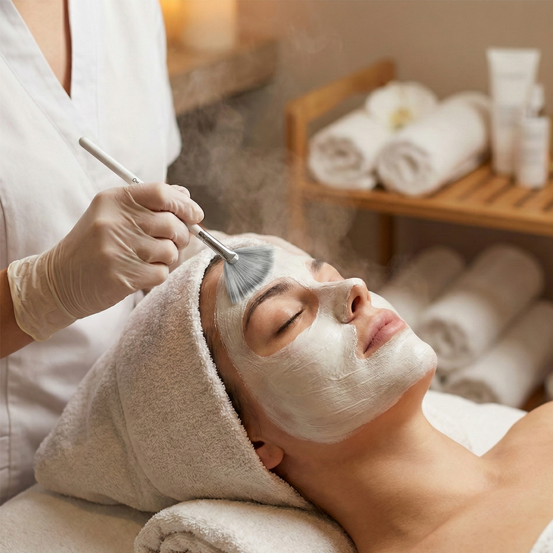 Fan Brush with Wood Handle, Copper Ferrule - Synthetic Bristles