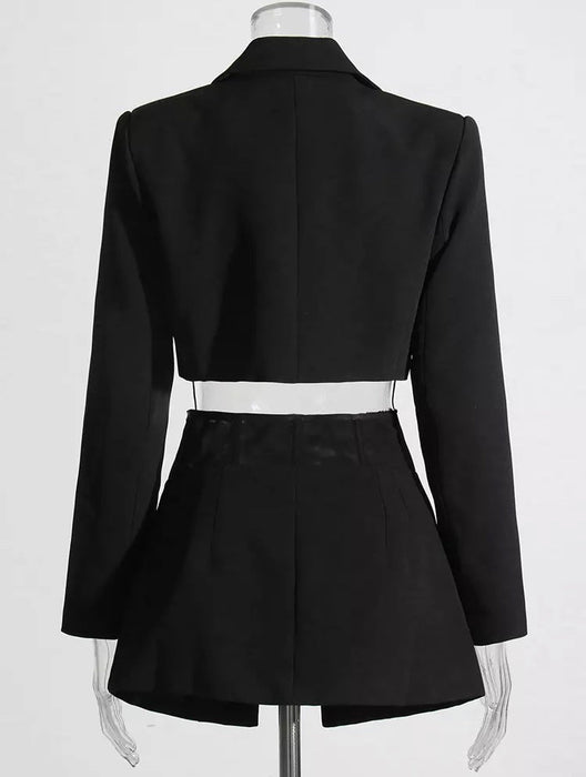 Fashionella Elegant Detachable Gathered Waist Skirted Blazer