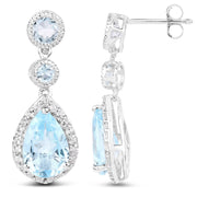 Bids.com 9.46 Carat Genuine Blue Topaz and White Topaz .925 Sterling Silver Earrings Earrings
