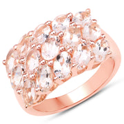 Bids.com 14K Rose Gold Plated 3.30 Carat Genuine Morganite .925 Sterling Silver Ring Rings