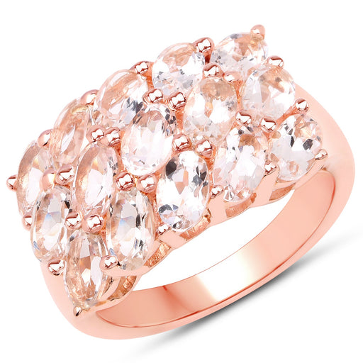 Bids.com 14K Rose Gold Plated 3.30 Carat Genuine Morganite .925 Sterling Silver Ring Rings