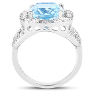 Bids.com 5.17 Carat Genuine Blue Topaz and White Topaz .925 Sterling Silver Ring Rings
