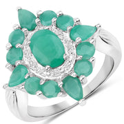 Bids.com 2.37 Carat Genuine Emerald .925 Sterling Silver Ring Rings