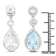 Bids.com 9.46 Carat Genuine Blue Topaz and White Topaz .925 Sterling Silver Earrings Earrings