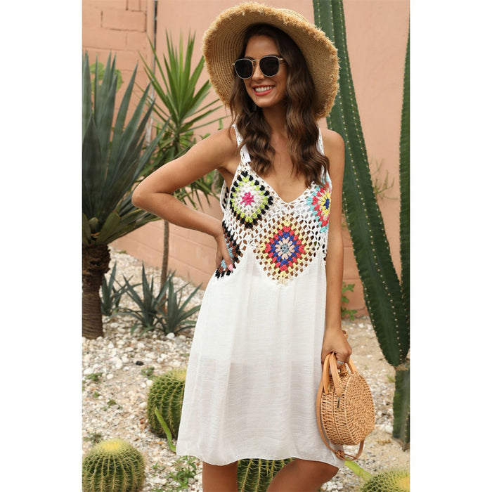 Geometric V-Neck Spaghetti Strap Cover Up Dress