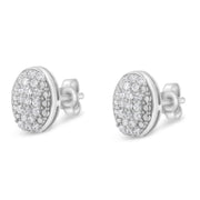 Bids.com Sterling Silver Round Diamond Oval Cluster Earrings (1/2 cttw, I-J Color, I2-I3 Clarity) Earrings