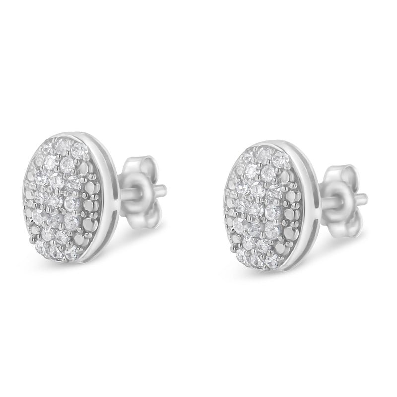 Bids.com Sterling Silver Round Diamond Oval Cluster Earrings (1/2 cttw, I-J Color, I2-I3 Clarity) Earrings