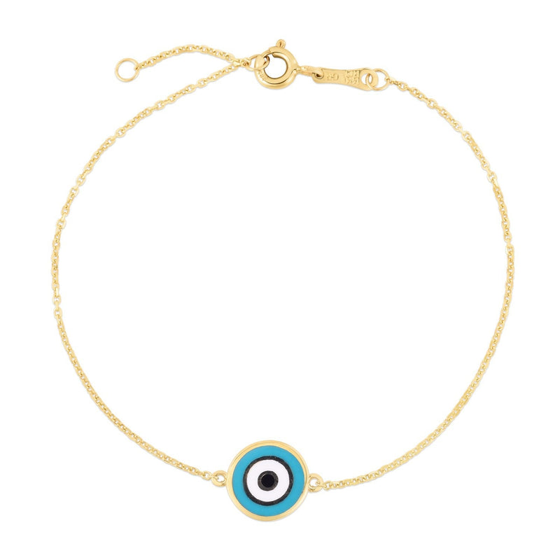 Bids.com 14k Yellow Gold Blue Evil Eye Bracelet (1.00 mm) Bracelets