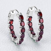 Bids.com 4.00 Carat Genuine Garnet .925 Sterling Silver Earrings Earrings