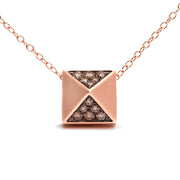 Bids.com 14K Rose Gold 1/4 Cttw Brown Diamond Matte Finished Pyramid Pendant Necklace (Brown Color, SI1-SI2 Clarity) - 18" Inches Necklaces