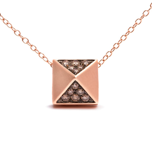 Bids.com 14K Rose Gold 1/4 Cttw Brown Diamond Matte Finished Pyramid Pendant Necklace (Brown Color, SI1-SI2 Clarity) - 18" Inches Necklaces