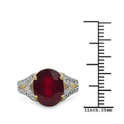 Bids.com 14K Yellow Gold Plated 4.00 Carat Genuine Ruby .925 Sterling Silver Ring Rings
