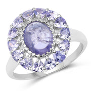 Bids.com 3.85 Carat Genuine Tanzanite .925 Sterling Silver Ring Rings