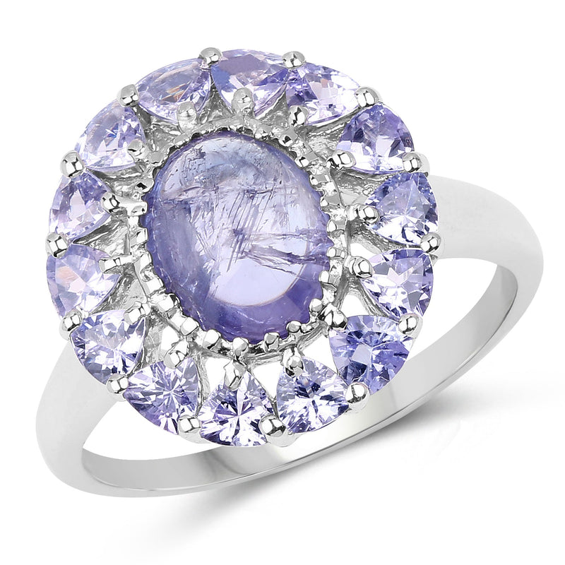 Bids.com 3.85 Carat Genuine Tanzanite .925 Sterling Silver Ring Rings