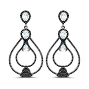 Bids.com 8.81 Carat Genuine Blue Topaz and Black Spinel .925 Sterling Silver Earrings Earrings