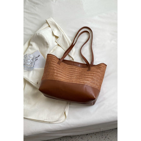 PU Leather Straps Large Tote Bag