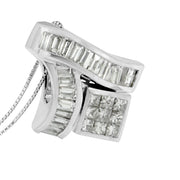 Bids.com 14K White Gold 1 7/8 cttw Princess and Baguette Cut Mixed Geometry Diamond Pendant Necklace (G-H, SI1-SI2) Necklaces
