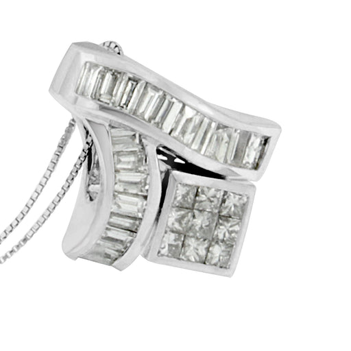 Bids.com 14K White Gold 1 7/8 cttw Princess and Baguette Cut Mixed Geometry Diamond Pendant Necklace (G-H, SI1-SI2) Necklaces