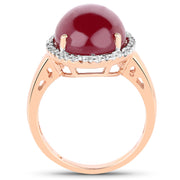 Bids.com 14K Rose Gold Plated 16.69 Carat Genuine Glass Filled Ruby and White Topaz .925 Sterling Silver Ring Rings