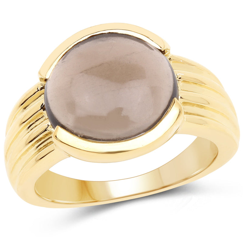 Bids.com 14K Yellow Gold Plated 4.89 Carat Genuine Smoky Quartz .925 Sterling Silver Ring Rings