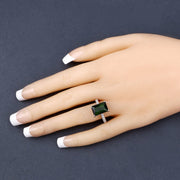 Bids.com 6.16 Carat Genuine Green Tourmaline and White Diamond 14K White Gold Ring Rings