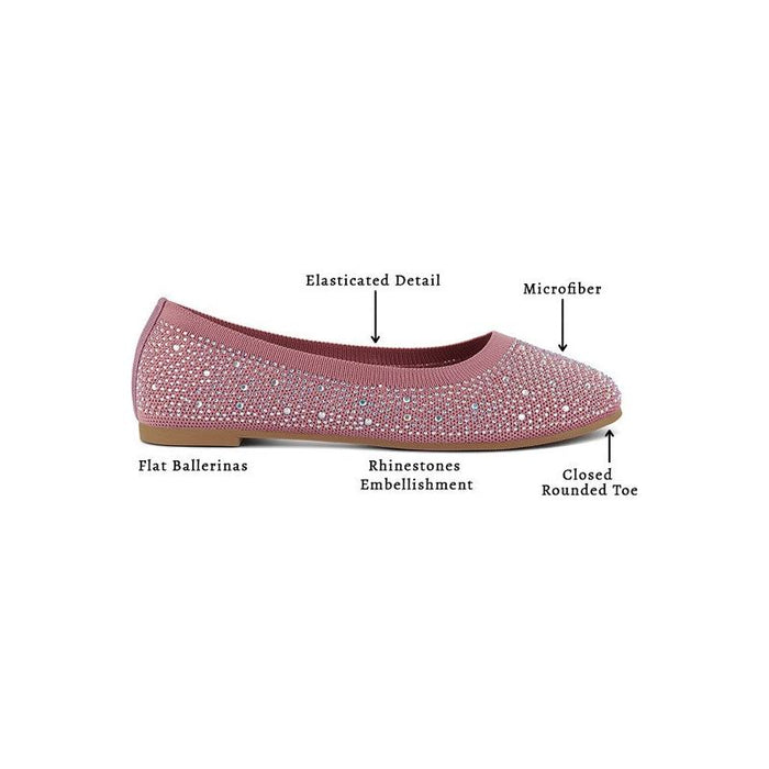 Splash Rhinestones Embellished Ballet Flats