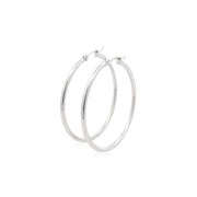 Bids.com 14k White Gold Polished Hoop Earrings (40 mm) Earrings