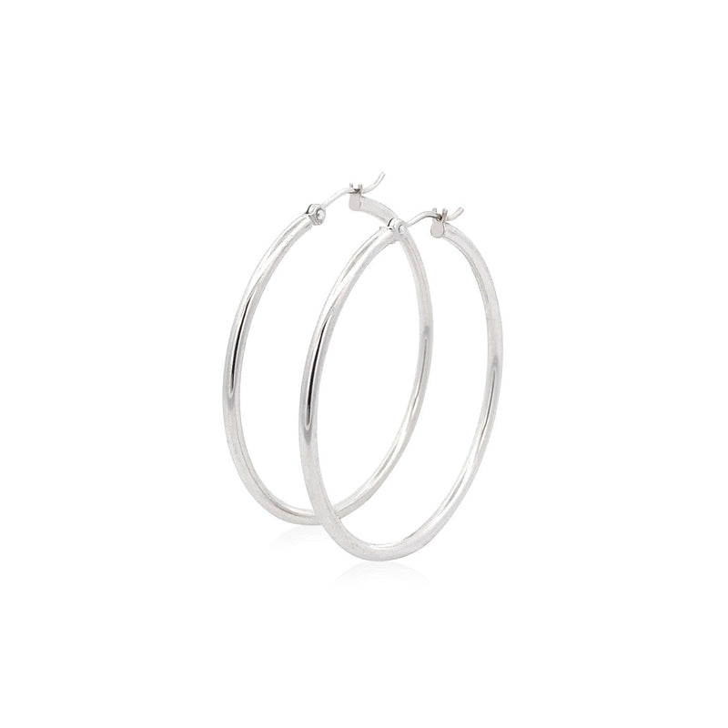 Bids.com 14k White Gold Polished Hoop Earrings (40 mm) Earrings