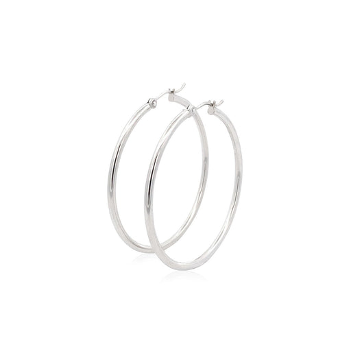 Bids.com 14k White Gold Polished Hoop Earrings (40 mm) Earrings