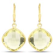Bids.com 21.40 Carat Genuine Lemon Quartz .925 Sterling Silver Earrings Earrings