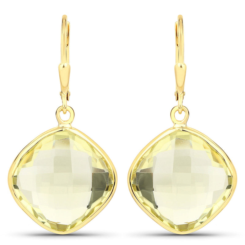 Bids.com 21.40 Carat Genuine Lemon Quartz .925 Sterling Silver Earrings Earrings