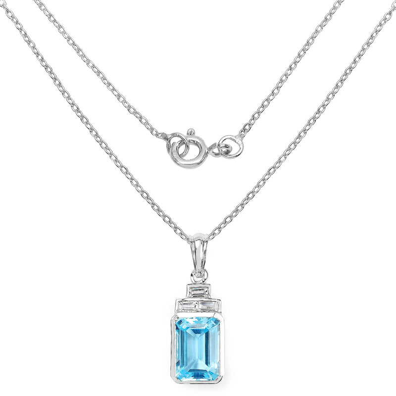 Bids.com 9.99 Carat Genuine Swiss Blue Topaz and White Topaz .925 Sterling Silver Pendant Pendants