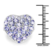 Bids.com 3.96 Carat Genuine Tanzanite .925 Sterling Silver Ring Rings