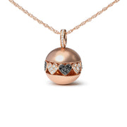 Bids.com 18K Rose Gold 3/8 Cttw Black and White Diamond Ball with Filigree Heart and Cluster Design 18" Pendant Necklace (Black and G-H Color, SI1-SI2 Clarity) Necklaces