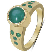 Bids.com 14K Yellow Gold Plated 1.55 Carat Genuine Emerald & White Diamond .925 Sterling Silver Ring Rings