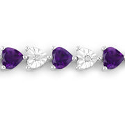 Bids.com 6.59 Carat Genuine Amethyst and White Diamond .925 Sterling Silver Bracelet Bracelets