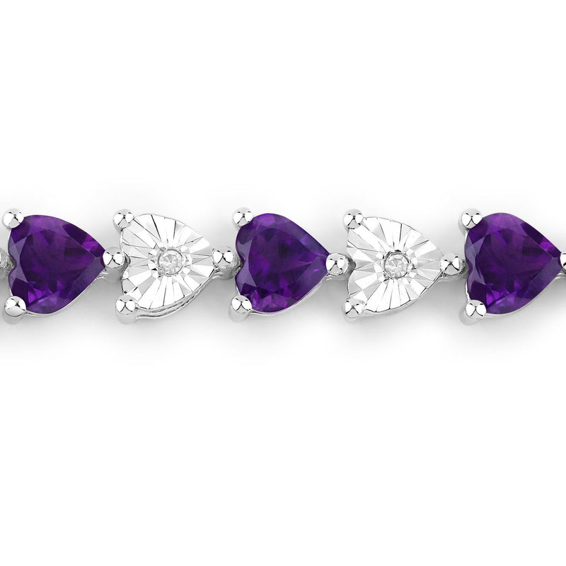 Bids.com 6.59 Carat Genuine Amethyst and White Diamond .925 Sterling Silver Bracelet Bracelets
