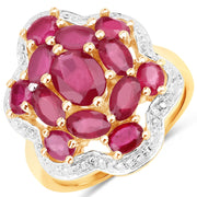 Bids.com 14K Yellow Gold Plated 4.18 Carat Genuine Glass Filled Ruby .925 Sterling Silver Ring Rings
