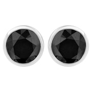 Bids.com 14K White Gold 1/2 Cttw Round Brilliant-Cut Black Diamond Bezel-Set Stud Earrings with Screw Backs (Fancy Color-Enhanced, I2-I3 Clarity) Earrings