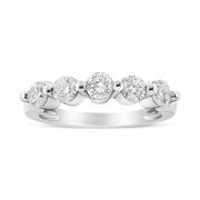 Bids.com 14K White Gold 1.00 Cttw Brilliant Round Cut Diamond 5-Stone Band Ring (H-I Color, SI2-I1 Clarity) - Ring Size 7 Rings