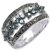 Bids.com 0.62 Carat Genuine Blue Diamond .925 Sterling Silver Ring Rings