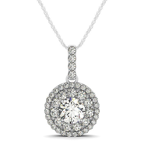 Bids.com 14k White Gold Diamond Halo Round Shape Pendant (1 1/4 cttw) Necklaces